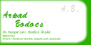 arpad bodocs business card